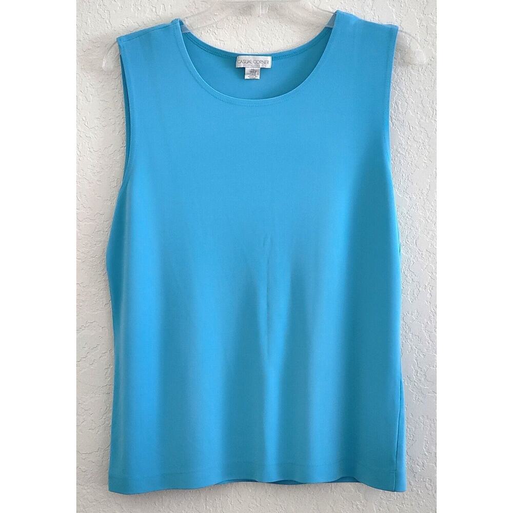 Top/Blouse-Casual Corner-Sky Blue-Sleeveless-Shell Top-Size XL